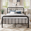 Allewie Queen Size Metal Platform Bed Frame with Victorian Style Wrought Iron-Art Headboard/Footboard, Black