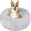 Nisrada Calming Donut Pet Bed for Dogs & Cats, 24 Inch Dog Bed for Small Melium Large Dogs, Washable-Round Pet Bed for Puppy and Kitten with Slip-Resistant Bottom (24 Inch, Light Gray)