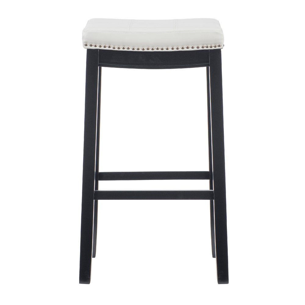 Linon Claridge 32" Backless Indoor Bar Stool, Black with White Faux Leather, Includes 1 Stool