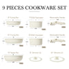 Carote Nonstick Cookware Sets, 9 Pcs Granite Non Stick Pots and Pans Set with Removable Handle