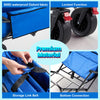 Extra Large Collapsible Garden Cart, VECUKTY Folding Wagon Utility Carts with Wheels and Rear Storage, Wagon Cart for Garden, Camping, Grocery Cart, Shopping Cart, Blue