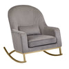 Modrn Glam Velvet Rocking Chair with Lumbar Pillow, Charcoal Grey/Satin Brass