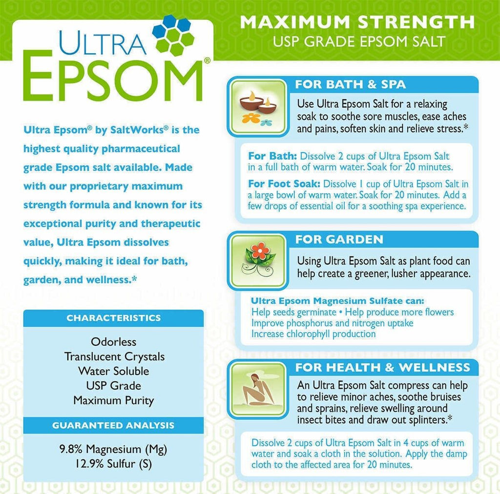 Ultra Epsom Unscented Bath Salt, 18 Pound Bag - Free Shipping