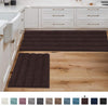 H.VERSAILTEX Striped Chenille Bath Rugs Super Absorbent Non Skid Floor Mats Set of 2, Chocolate, 47 X 17 plus 17 X 24 Inches