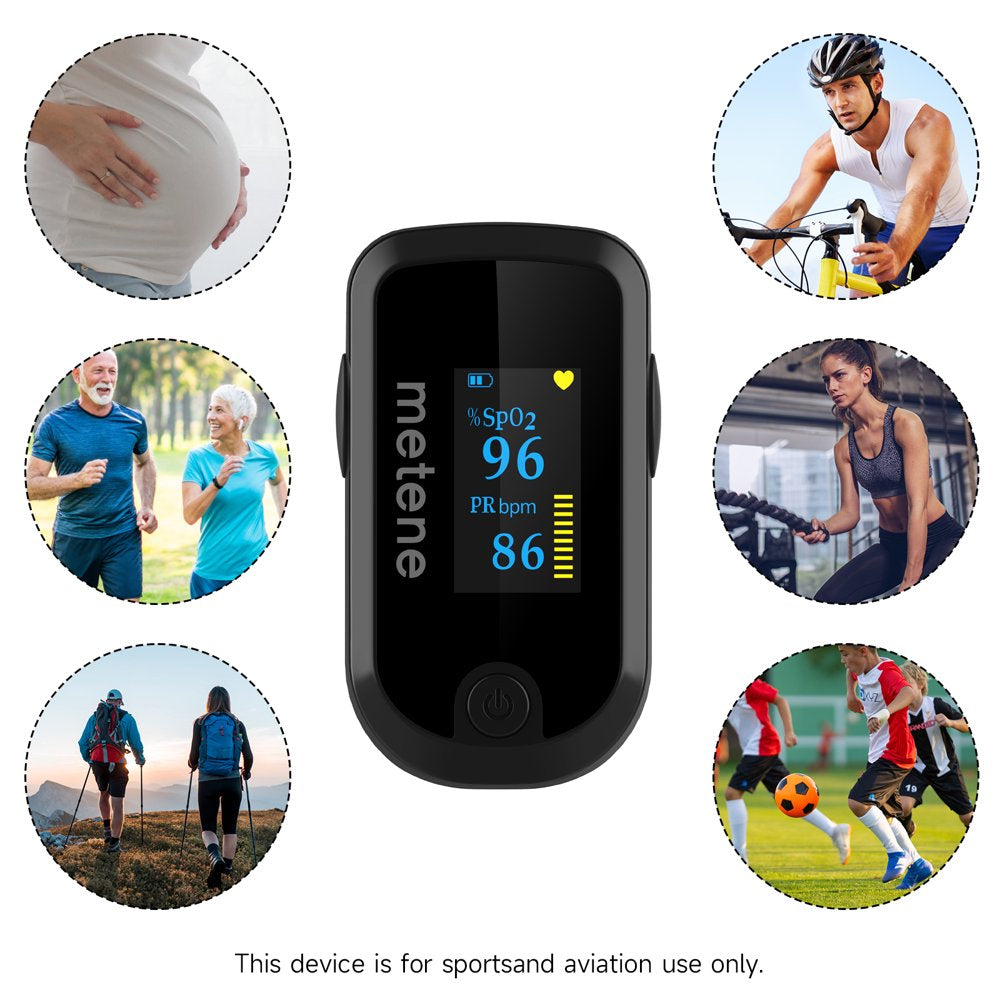 Metene Pulse Oximeter Fingertip with Batteries and Lanyard, OLED Blood Oxygen Saturation Monitor, 20E