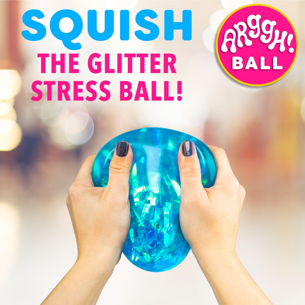 Power Your Fun Blue Squishy Glitter Fidget Stress Balls - Sensory Travel Toys