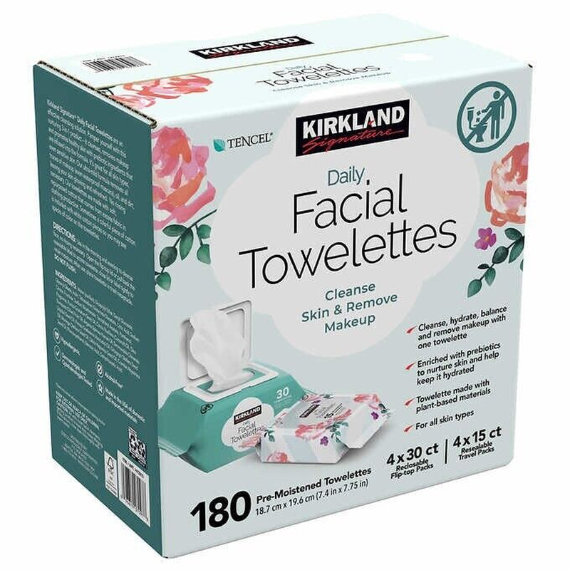 NEW ! Kirkland Signature Micellar Daily Facial Cleansing Towelettes - 180-Count