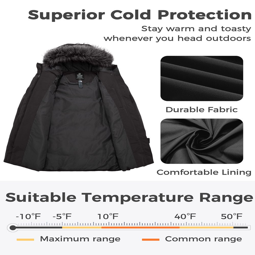 Wantdo Women'S Winter Jacket Warm Puffer Coat Insulated Winter Coat Black M