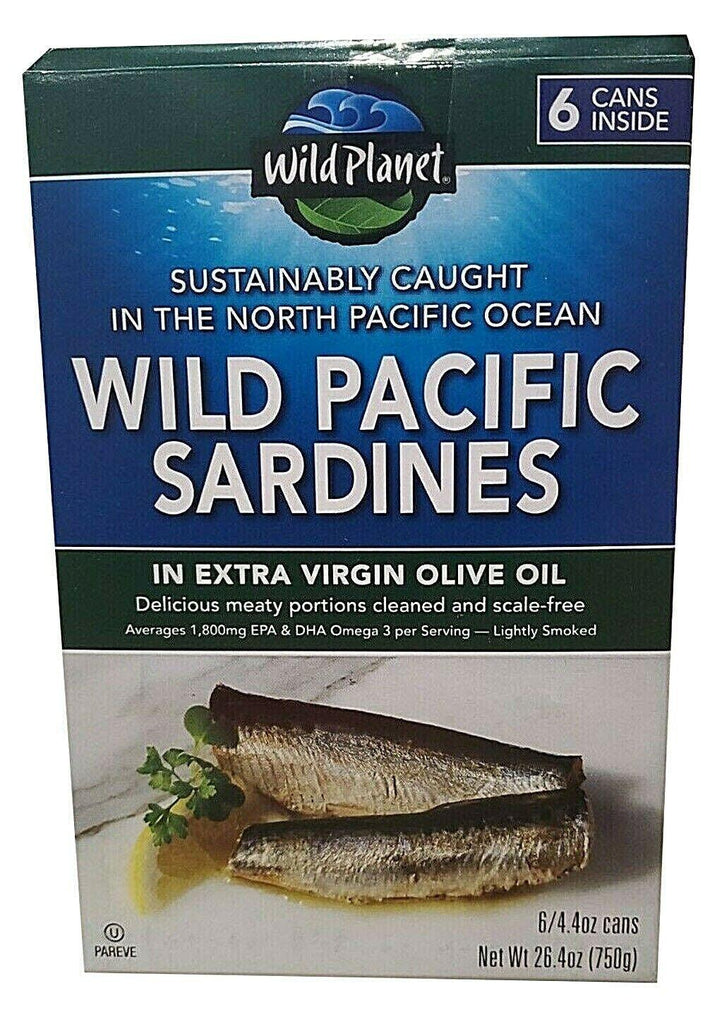 🔥 Wild Planet Pacific Ocean Sardines Extra Virgin Olive Oil Lightly Smok 6 Cans