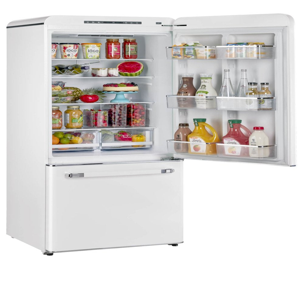 Unique Classic Retro 30" Frost Free 17.7 Cu/Ft Freestanding Bottom Freezer Refrigerator, ENERGY STAR Certified