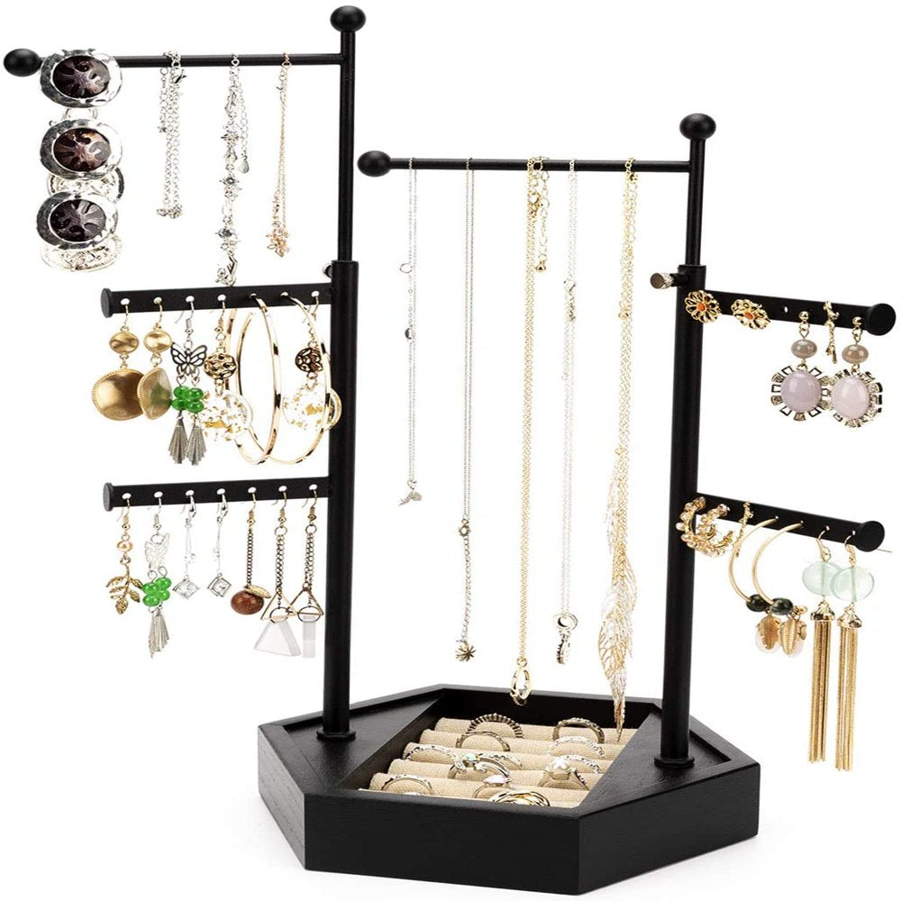 Sfugno Jewelry Organizer Stand, 6 Tier Jewelry Holder with Adjustable Height Necklace Holder for Organizer Display & Storage Earrings Ring Bracelet