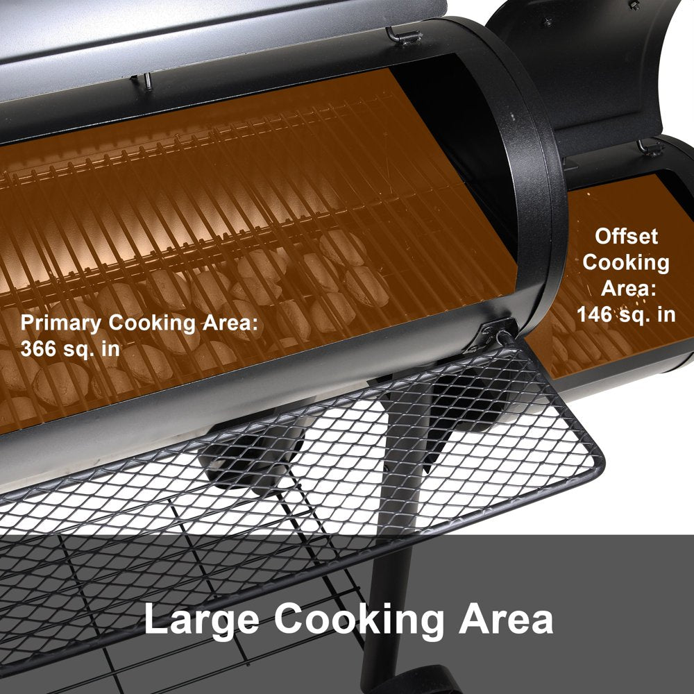 Sophia & William Portable BBQ Charcoal Grill with Offset Smoker, Black