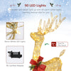 Ktaxon 4Ft Lighted Christmas Glittering Reindeer with Red Bow, Outdoor Holiday Mesh Standing Buck Deer Decorations- Gold