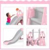 Ealing 4 in 1 Kids Climber Slide ＆Swing Set for Toddlers Age 1-5 Indoor Outdoor, Playsets Playground Sets with Extra Long Slide & Basketball Hoop, Easy Setup Backyard Kids Activity Center(Pink)