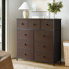 REAHOME 9 Drawers Dresser, Chest of Drawers Fabric Dressers with Leather Finish for Adult Dressers for Bedroom Brown