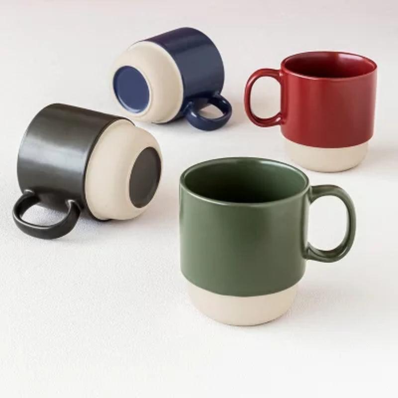 Over and Back 5-Piece Color-Glazed Stackable Mug Set with Rack