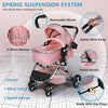 Kinder King 2 in 1 Convertible Baby Stroller, Folding Infant Newborn Reversible Bassinet Pram Stroller, Pink