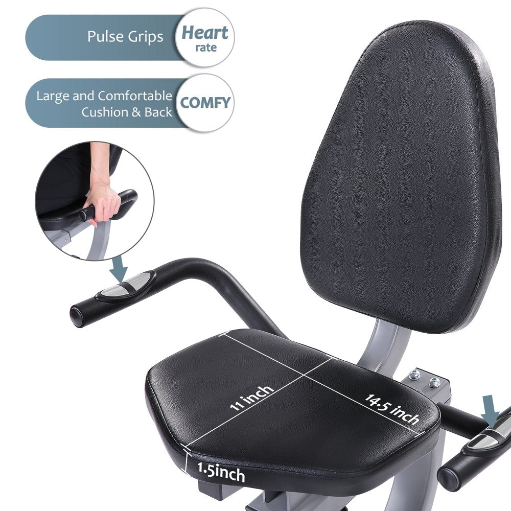 Maxkare Exercise Bike Indoor Recumbent Exercise Bike Stationary with Adjustable Seat and Resistance Pulse Seat Height Adjustment