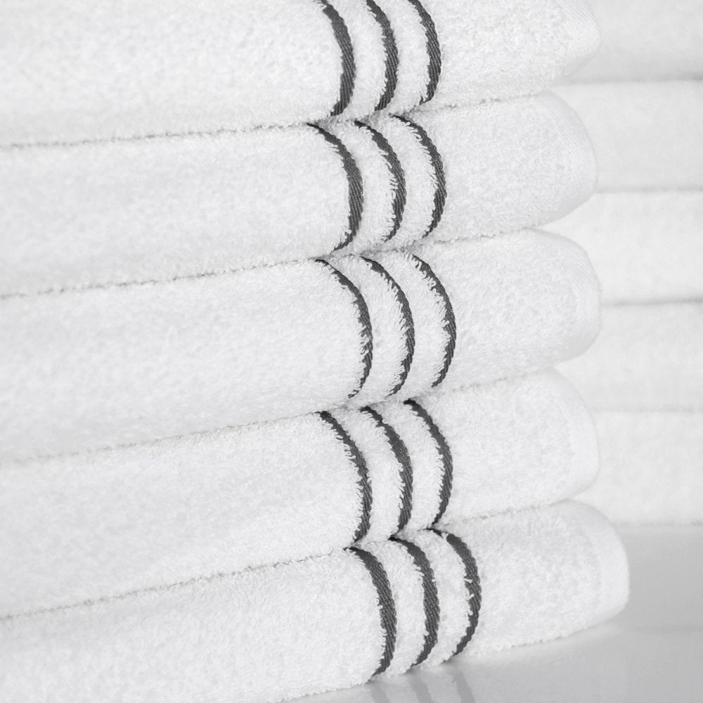 Mainstays Soft & Plush Touch Adult 24-Piece Cotton-Recycled Polyester Bath Towel Set, White