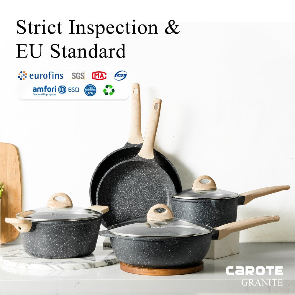 Carote Nonstick Pots and Pans Set, 13 Pcs Induction Kitchen Cookware Sets (Black Granite)