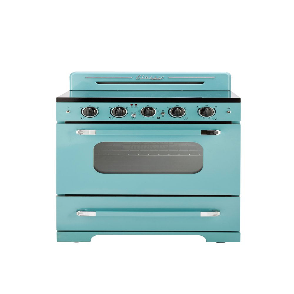 Unique Classic Retro 30" 3.9 Cu/Ft Freestanding 5-Element Electric Range with Convection Oven in Ocean Mist Turquoise