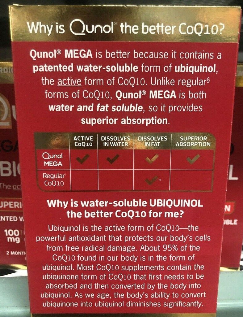 Qunol Mega COQ10 100 MG 60 SOFT GELS Superior Absorption