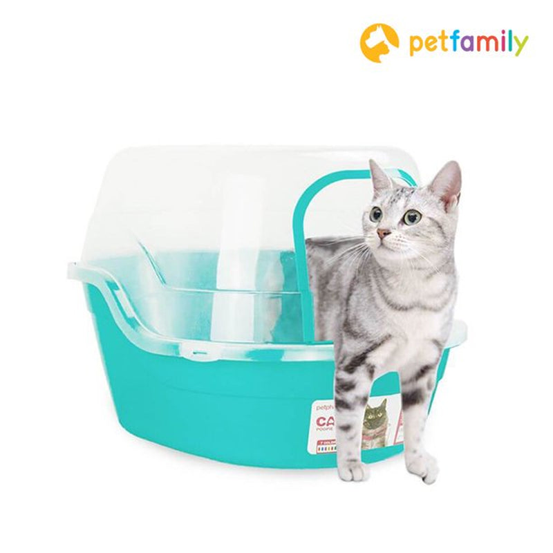 Petfamily Extra Large Cat Litter Box, Color Teal, Jumbo Hooded, 24.8 X 20 X 16.5 In