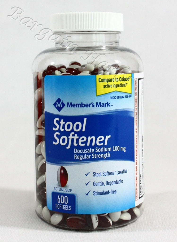 Member'S Mark Stool Softener Docusate Sodium 100Mg 600 Softgel New Free Shipping