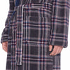 Majestic Mens Robe Gray Multicolor Plaid Faux Shearling Pockets Heavyweight -New