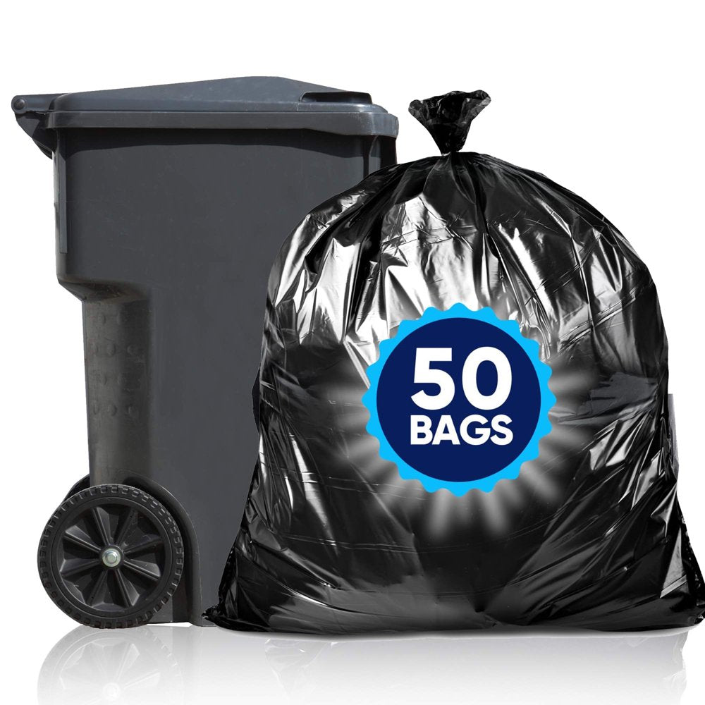 Maple Star 55 Gallon Trash Bags,38” X 58” Black Heavy Duty Garbage Can Liners 1.5 Mil ,50 Count