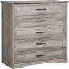 Dresser for Bedroom with 5 Drawers, Tall Wood Drawer Dresser Chest of Drawers for Closet, Living Room, Hallway, Nursery, Kids Bedroom, Grey