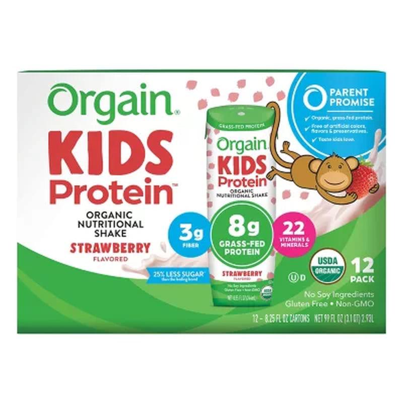 Orgain Kids Protein Organic Nutritional Shake, Strawberry (8.25 Fl. Oz., 12 Pk.)