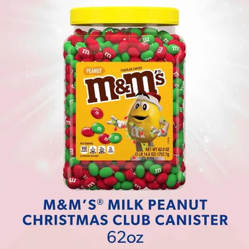 M&M'S Holiday Peanut Milk Chocolate Christmas Candy Resealable Jar (62 Oz.)