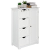 Ktaxon Wooden Bathroom Floor Cabinet,Side Storage Organizer Cabinet with 4 Drawers,1 Cupboard & 2-Shelves,Mdf,White