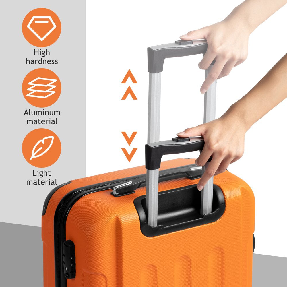 Zimtown Hardside Lightweight Spinner Orange 3 Piece Luggage Set with TSA Lock