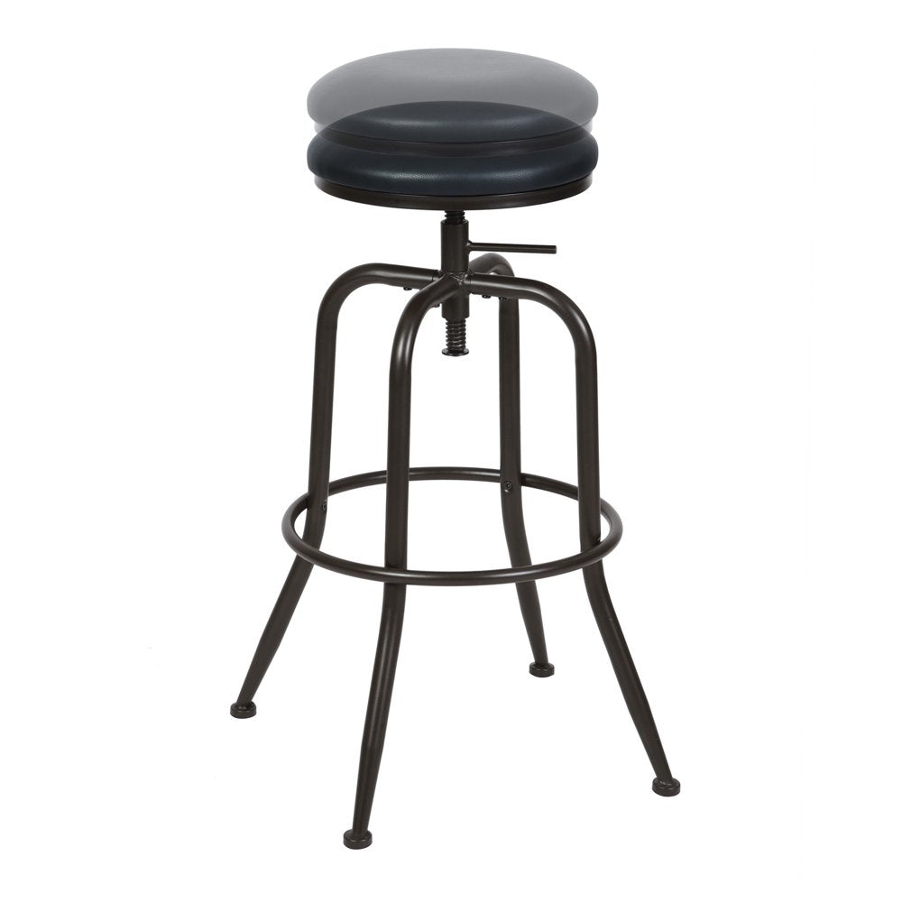 Homy Casa Adjustable Height Barstools Swivel Counter Bar Stool, Set of 2, round Faux Leather for Kitchen, Black