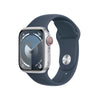 Apple Watch Series 9 GPS + Cellular 41Mm Silver Aluminum Case with Storm Blue Sport Band - M/L