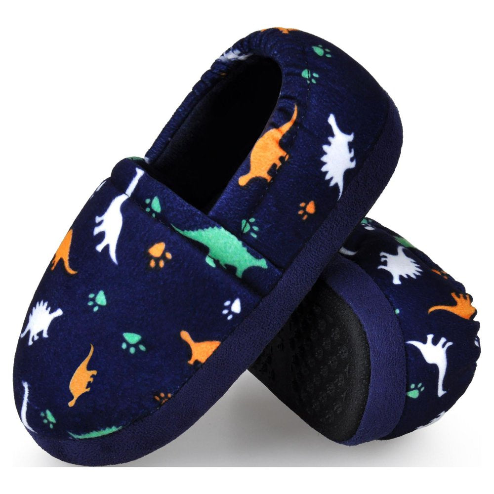 HOMEHOT Toddler Boys Slippers Elasitc Heel Memory Foam House Shoes Indoor Outdoor Dark Blue Size 9 10 US