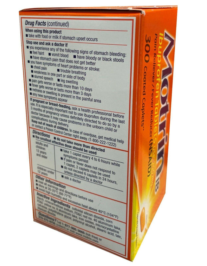 🔥 MOTRIN IB Ibuprofen Caples 300 Ct. Pain Reliever Fever Reducer 🔥