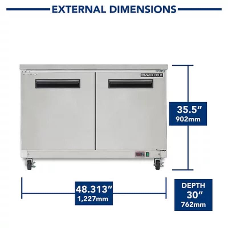 Maxx Cold X-Series Double Door Undercounter Commercial Refrigerator in Stainless Steel (12 Cu. Ft.)