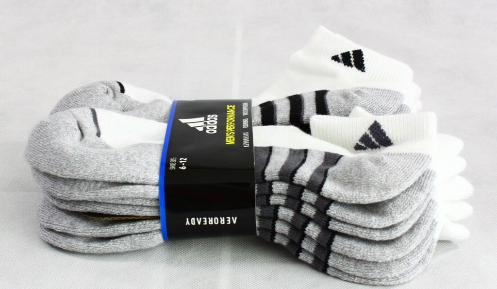 New adidas Men'S Performance Aeroready Low Cut No Show Socks 6Pk Size 6-12