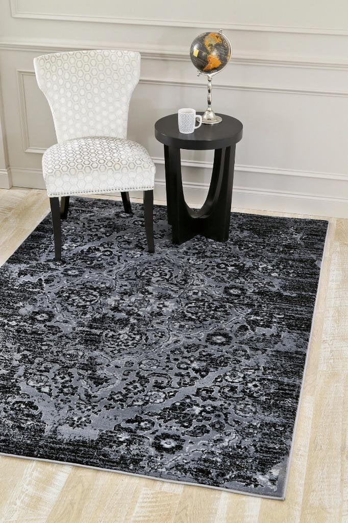 Luxe Weavers Victoria 4620 Distressed Floral Area Rug Carpet, Gray / Size 5X7