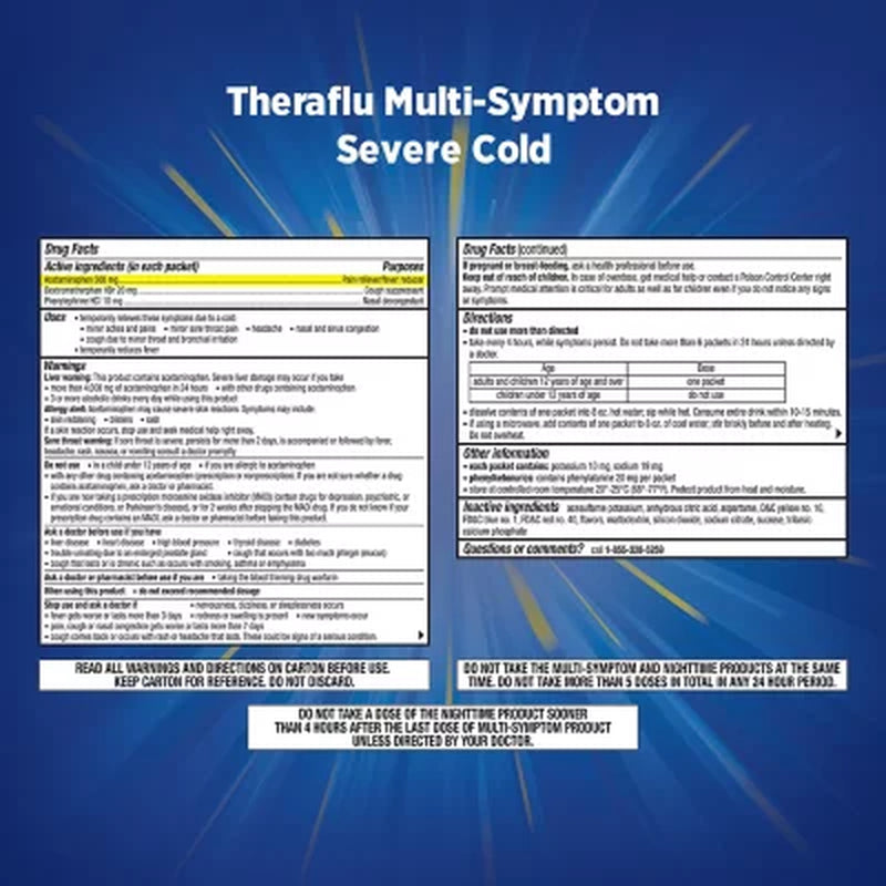 Theraflu Multisymptom Severe Cold Relief Medicine/Nighttime Severe Cold & Cough Relief Medicine Powder (24 Pk.)