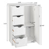 Ktaxon Wooden Bathroom Floor Cabinet,Side Storage Organizer Cabinet with 4 Drawers,1 Cupboard & 2-Shelves,Mdf,White