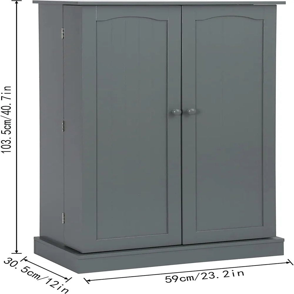 HOMEFORT 41" Farmhouse Kitchen Pantry, Storage Cabinet with Doors and Adjustable Shelves for Kitchen, Living Room and Dinning Room in Grey