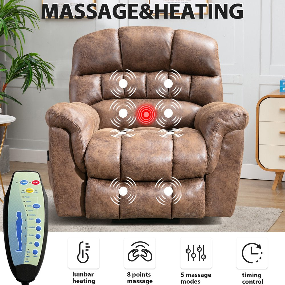 Bonzyhome Large Power Lift Chair Recliner for Elderly, Heavy Duty Electric Lift Recliner with Massage,For Tall Men, Brown