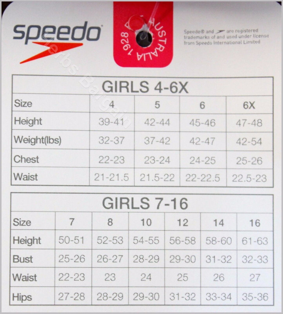 Speedo Girls Swimsuit New with Tag Free Shipping Variety Size 5-16