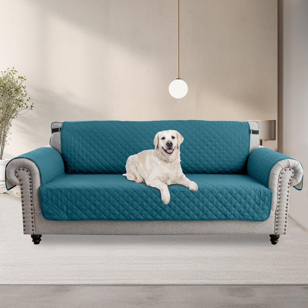 Sanmadrola 100% Waterproof Sofa Cover Machine Washable Couch Cover Non Slip Furniture Protector Slipcover for Dogs, Children, Pets, Sofa Size, Aqua Blue