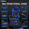 Soontrans Gaming Chair with Footrest, Ergonomic Office Chair High Back with Headrest & Massage Lumbar Support, Swivel Leather Chairs, Blue