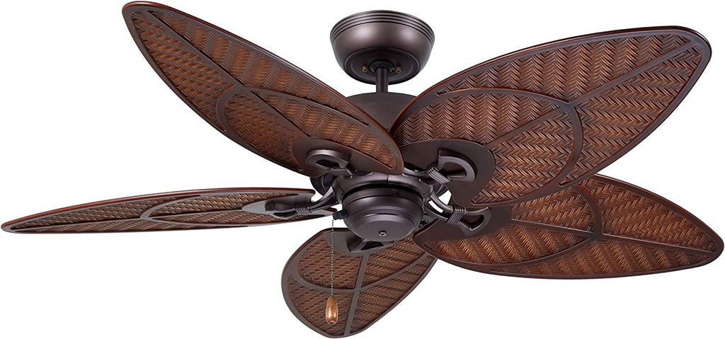 Noble Comfort 52" Outdoor Ceiling Fan, Palm Leaf Blades Dark Bronze